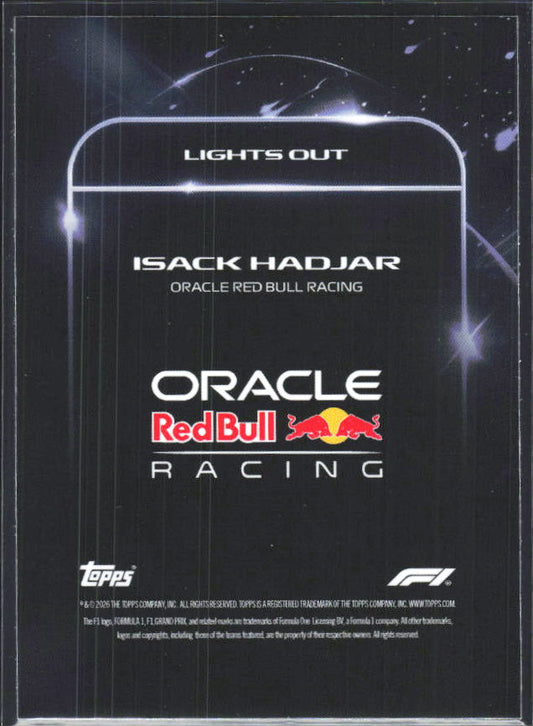 2026 Topps Formula 1 Lights Out Lights Out Isack Hadjar - baksida