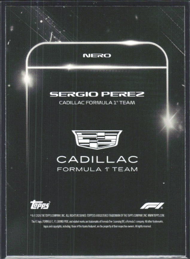 2026 Topps Formula 1 Lights Out Nero Sergio Perez - baksida