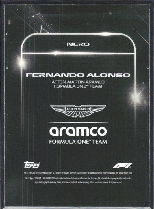 2026 Topps Formula 1 Lights Out Nero Fernando Alonso - baksida