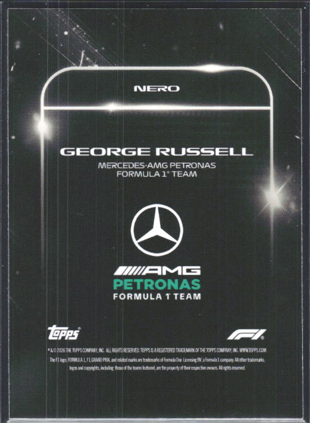 2026 Topps Formula 1 Lights Out Nero George Russell - baksida