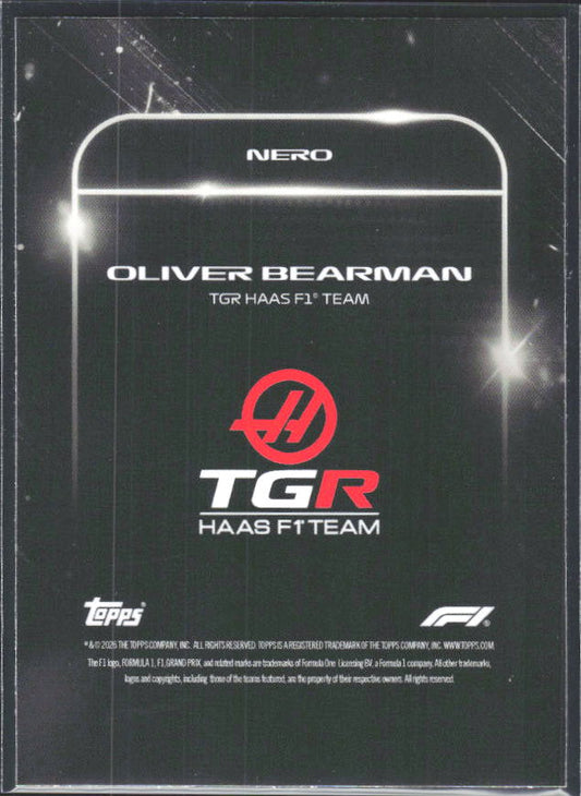 2026 Topps Formula 1 Lights Out Nero Oliver Bearman - baksida