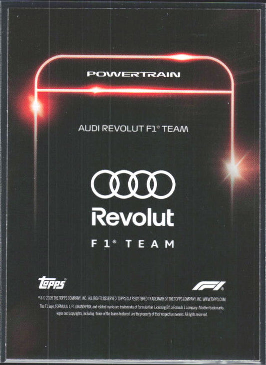 2026 Topps Formula 1 Lights Out Powertrain Mattia Binotto / Nico Hülkenberg / Gabriel Bortoleto - baksida