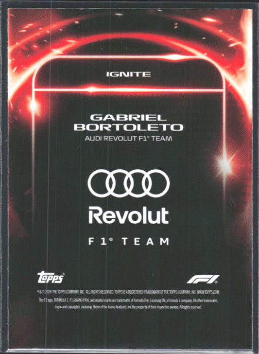 2026 Topps Formula 1 Lights Out Ignite Gabriel Bortoleto - baksida