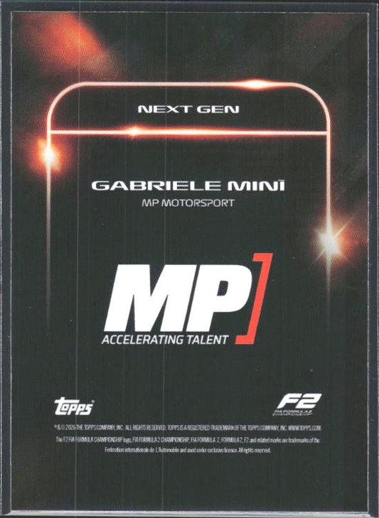 2026 Topps Formula 1 Lights Out Next Gen Gabriele Minì - baksida