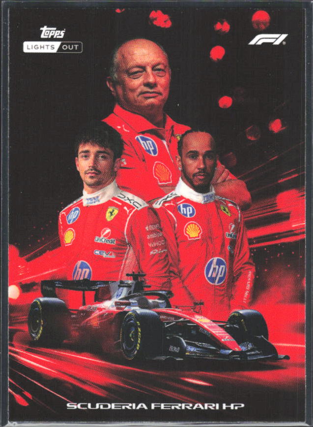 2026 Topps Formula 1 Lights Out Powertrain Frederic Vasseur / Charles Leclerc / Lewis Hamilton - framsida