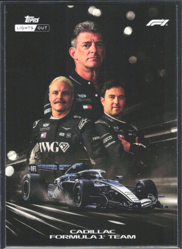 2026 Topps Formula 1 Lights Out Powertrain Graeme Lowdon / Sergio Perez / Valtteri Bottas - framsida