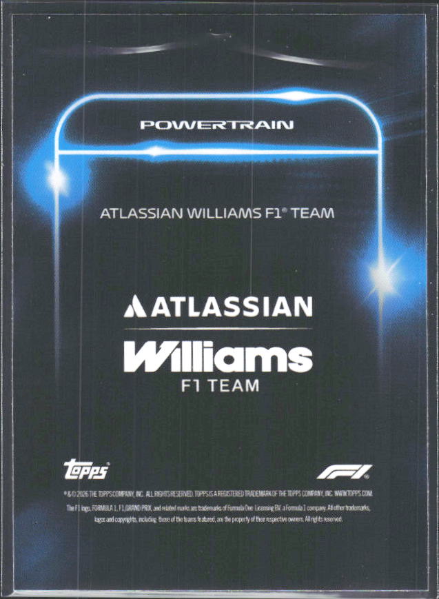 2026 Topps Formula 1 Lights Out Powertrain James Vowles / Alex Albon / Carlos Sainz - baksida
