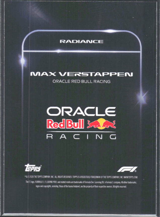 2026 Topps Formula 1 Lights Out Radiance Max Verstappen - baksida