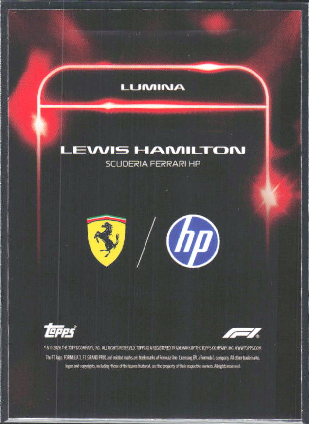 2026 Topps Formula 1 Lights Out Lumina Lewis Hamilton - baksida