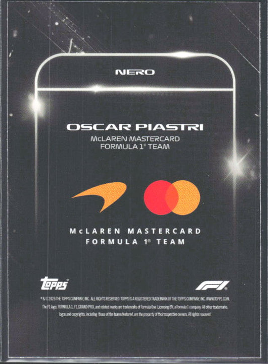 2026 Topps Formula 1 Lights Out Nero Oscar Piastri - baksida