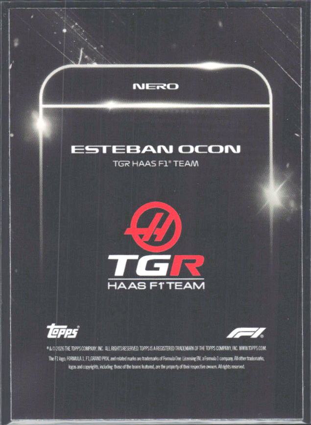 2026 Topps Formula 1 Lights Out Nero Esteban Ocon - baksida