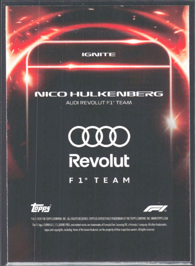 2026 Topps Formula 1 Lights Out Ignite Nico Hülkenberg - baksida