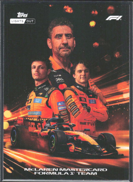 2026 Topps Formula 1 Lights Out Powertrain Andrea Stella / Lando Norris / Oscar Piastri - framsida