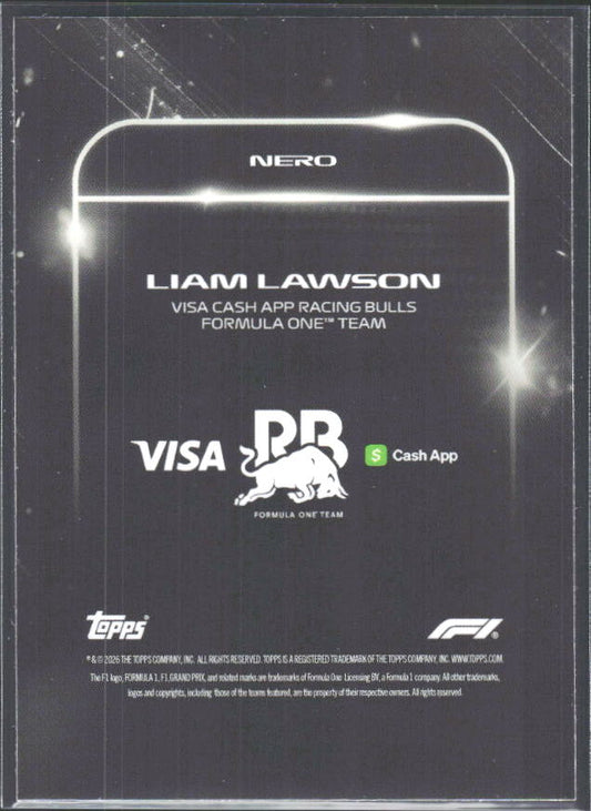 2026 Topps Formula 1 Lights Out Nero Liam Lawson - baksida