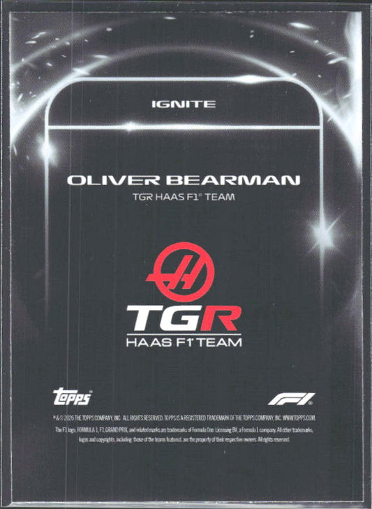 2026 Topps Formula 1 Lights Out Ignite Oliver Bearman - baksida