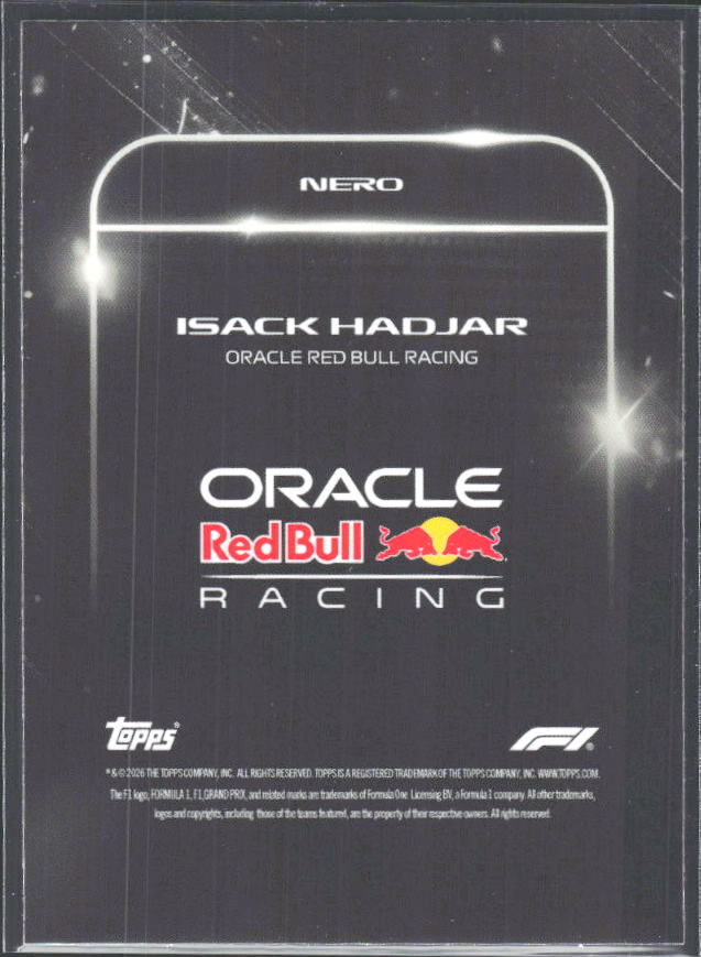 2026 Topps Formula 1 Lights Out Nero Isack Hadjar - baksida