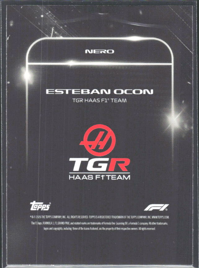 2026 Topps Formula 1 Lights Out Nero Esteban Ocon - baksida
