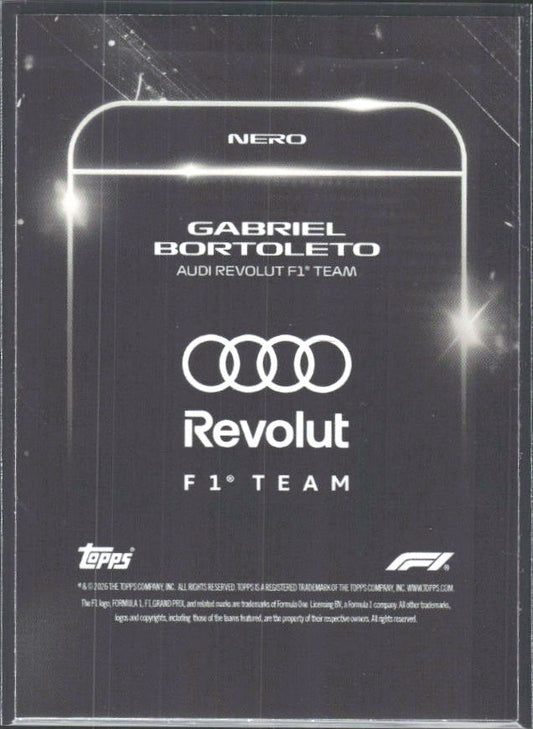 2026 Topps Formula 1 Lights Out Nero Gabriel Bortoleto - baksida