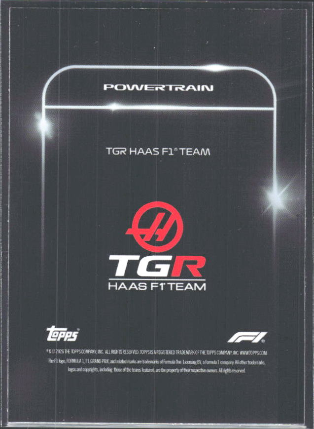 2026 Topps Formula 1 Lights Out Powertrain Ayao Komatsu / Esteban Ocon / Oliver Bearman - baksida
