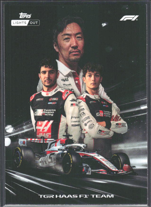 2026 Topps Formula 1 Lights Out Powertrain Ayao Komatsu / Esteban Ocon / Oliver Bearman - framsida