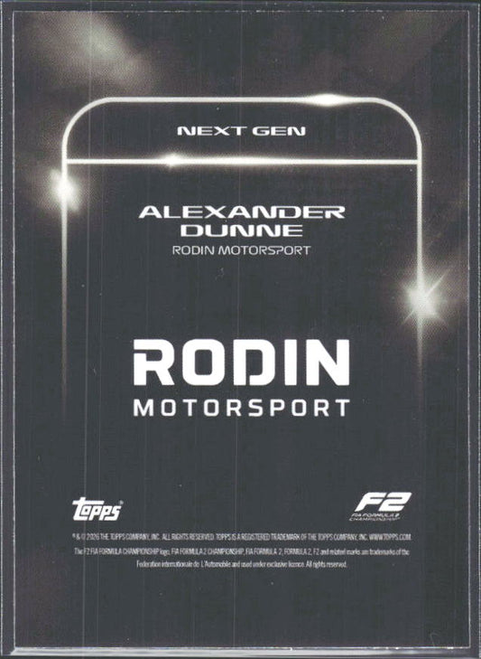 2026 Topps Formula 1 Lights Out Next Gen Alexander Dunne - baksida