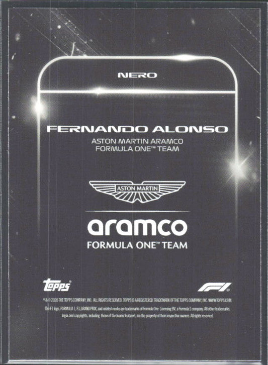 2026 Topps Formula 1 Lights Out Nero Fernando Alonso - baksida