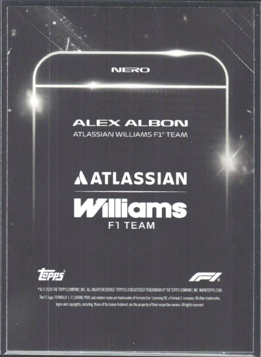 2026 Topps Formula 1 Lights Out Nero Alex Albon - baksida