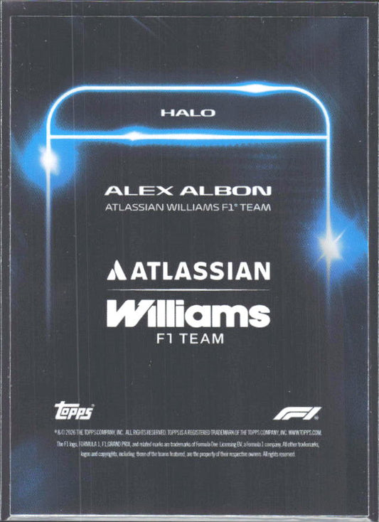2026 Topps Formula 1 Lights Out Halo Alex Albon - baksida