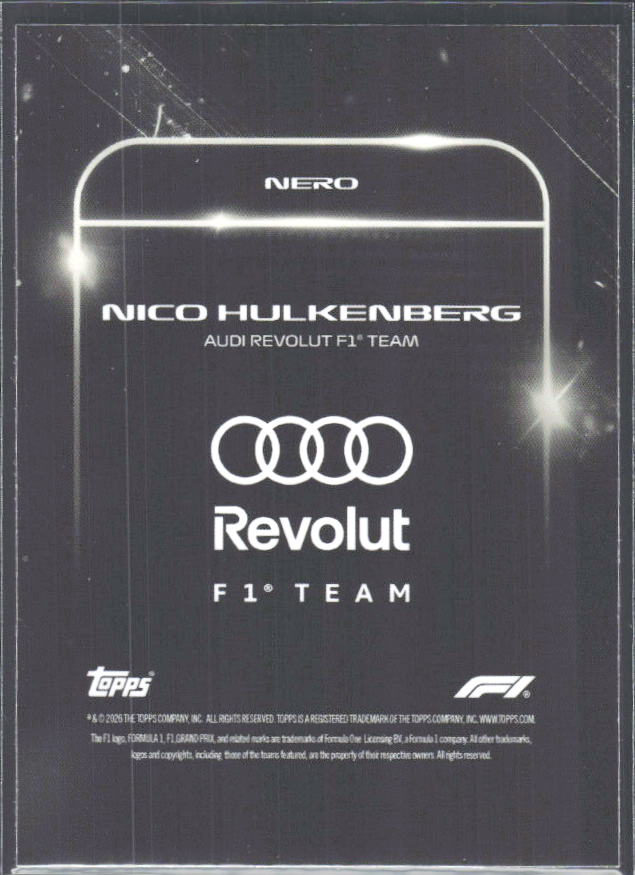 2026 Topps Formula 1 Lights Out Nero Nico Hülkenberg - baksida