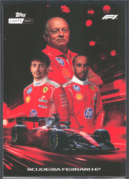 2026 Topps Formula 1 Lights Out Powertrain Frederic Vasseur / Charles Leclerc / Lewis Hamilton - framsida