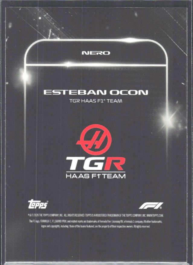 2026 Topps Formula 1 Lights Out Nero Esteban Ocon - baksida