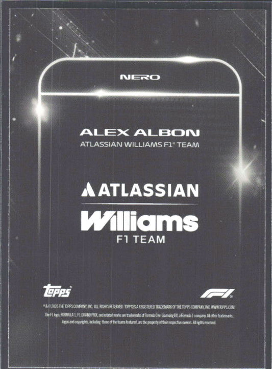 2026 Topps Formula 1 Lights Out Nero Alex Albon - baksida