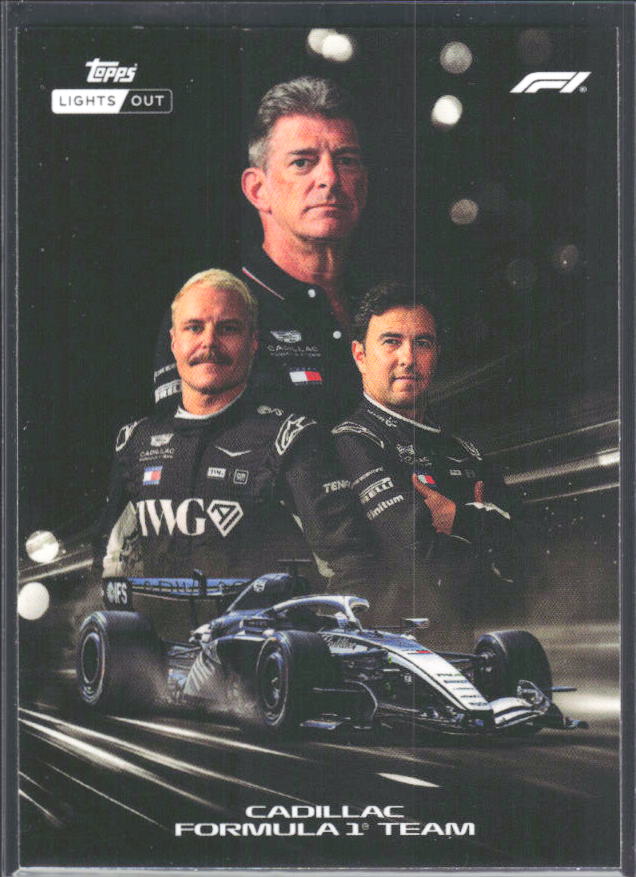 2026 Topps Formula 1 Lights Out Powertrain Graeme Lowdon / Sergio Perez / Valtteri Bottas - framsida