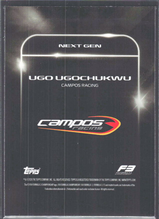 2026 Topps Formula 1 Lights Out Next Gen Ugo Ugochukwu - baksida
