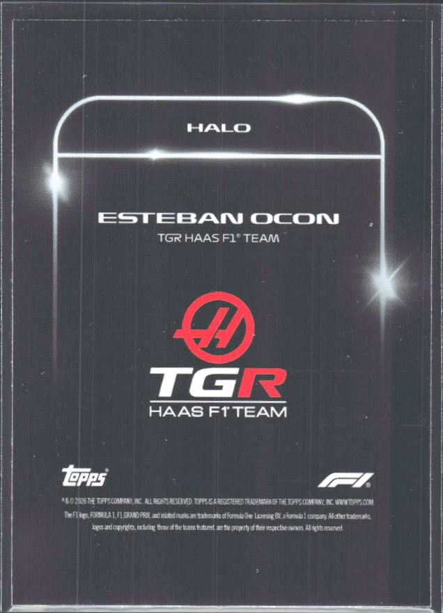 2026 Topps Formula 1 Lights Out Halo Esteban Ocon - baksida