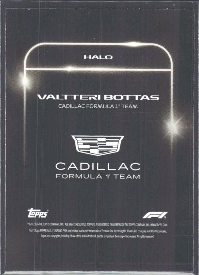 2026 Topps Formula 1 Lights Out Halo Valtteri Bottas - baksida