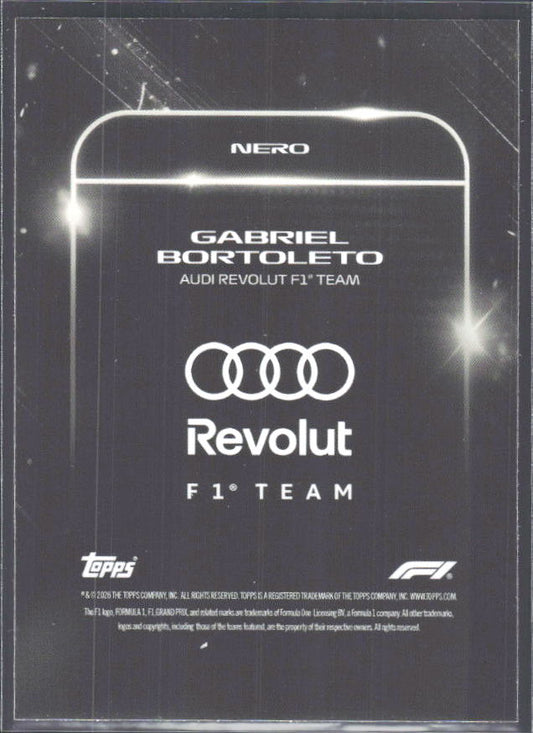 2026 Topps Formula 1 Lights Out Nero Gabriel Bortoleto - baksida