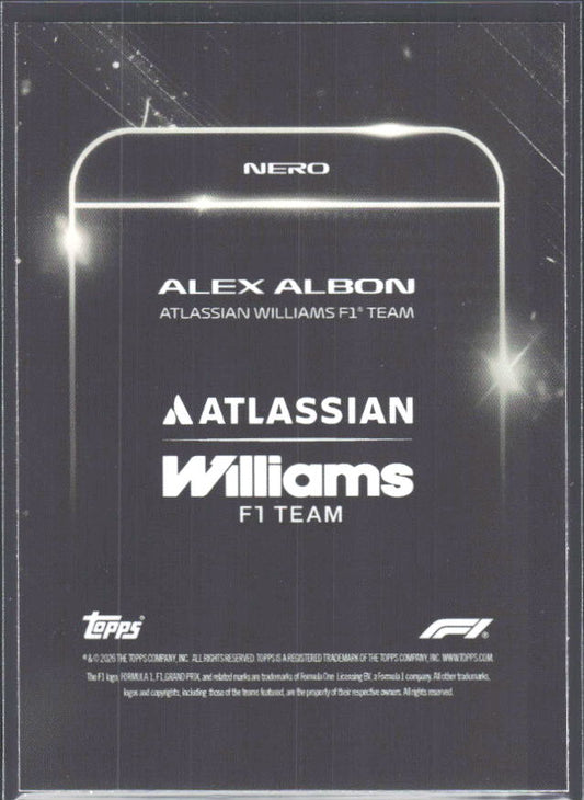 2026 Topps Formula 1 Lights Out Nero Alex Albon - baksida