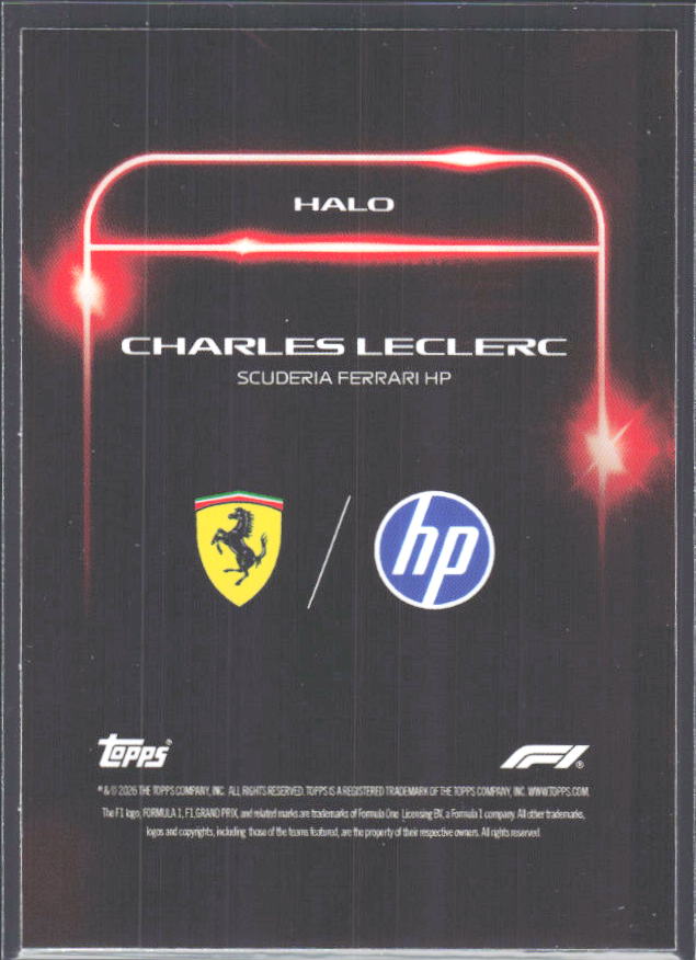 2026 Topps Formula 1 Lights Out Halo Charles Leclerc - baksida