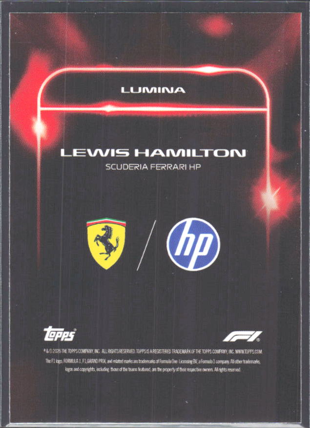 2026 Topps Formula 1 Lights Out Lumina Lewis Hamilton - baksida