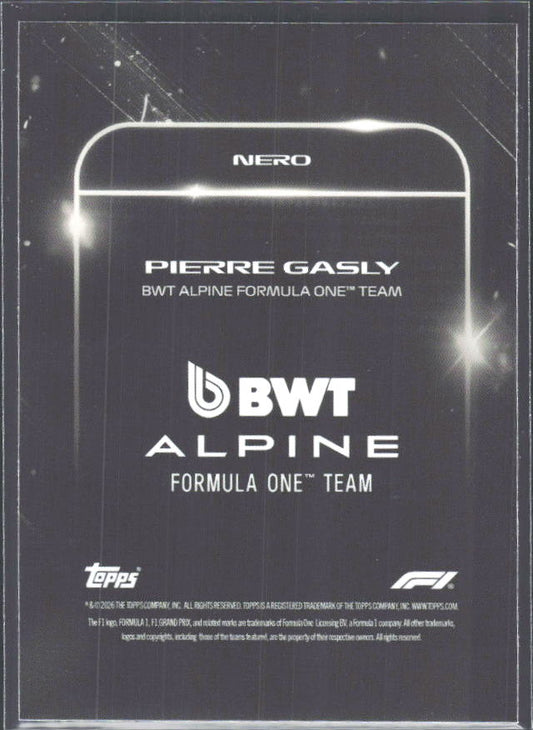 2026 Topps Formula 1 Lights Out Nero Pierre Gasly - baksida