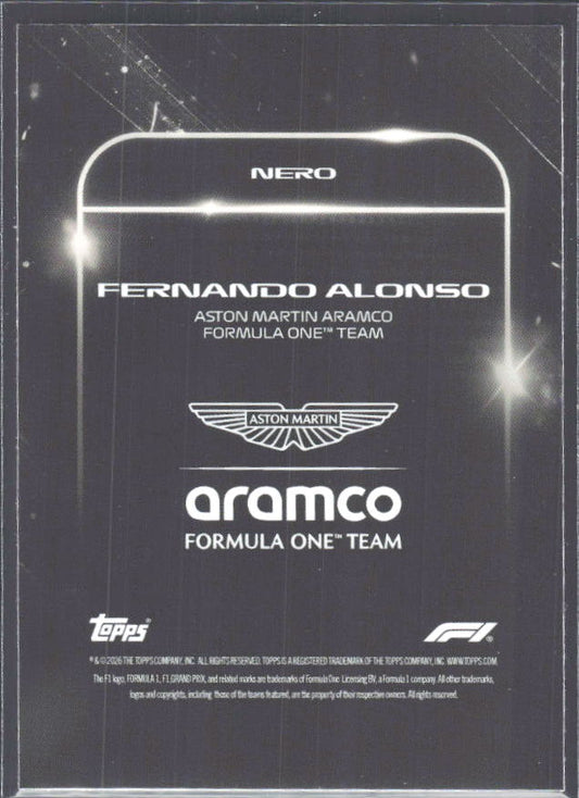 2026 Topps Formula 1 Lights Out Nero Fernando Alonso - baksida