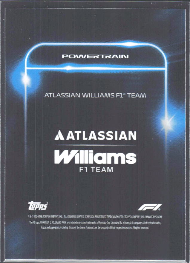 2026 Topps Formula 1 Lights Out Powertrain James Vowles / Alex Albon / Carlos Sainz - baksida