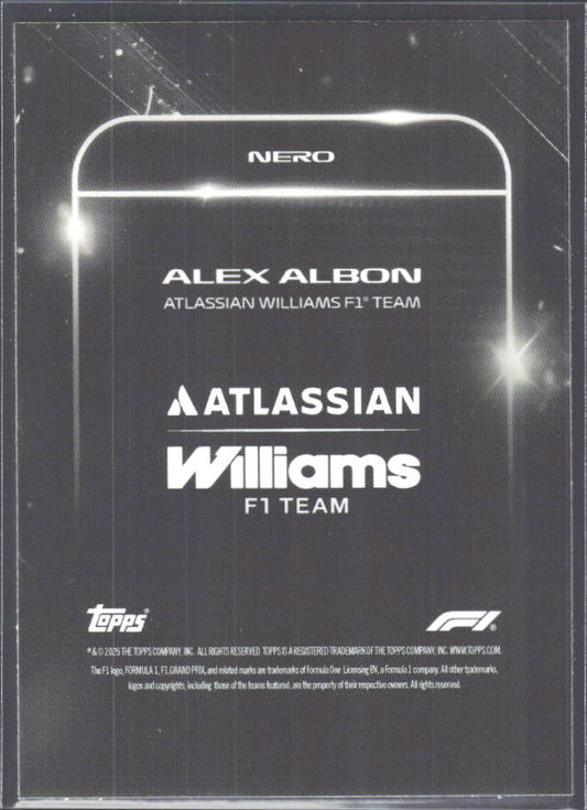 2026 Topps Formula 1 Lights Out Nero Alex Albon - baksida
