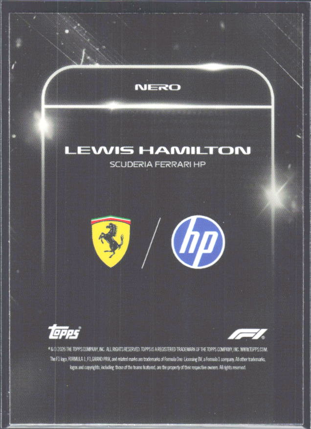 2026 Topps Formula 1 Lights Out Nero Lewis Hamilton - baksida