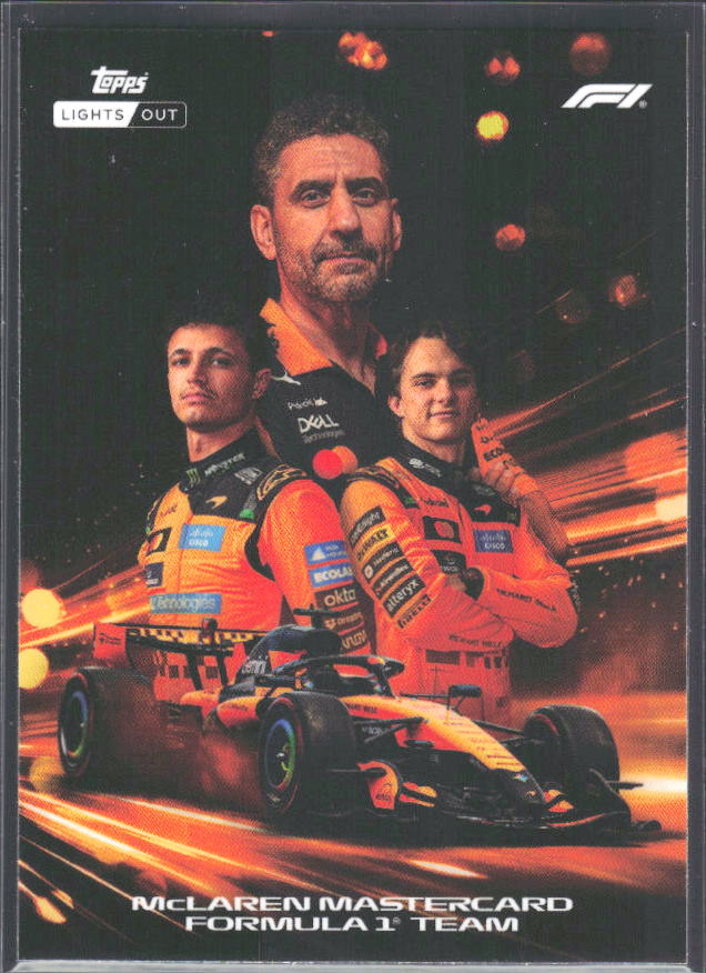 2026 Topps Formula 1 Lights Out Powertrain Andrea Stella / Lando Norris / Oscar Piastri - framsida