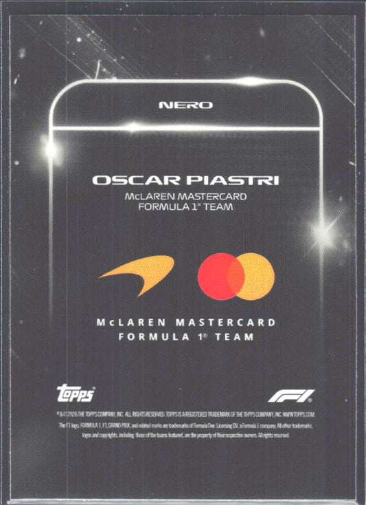 2026 Topps Formula 1 Lights Out Nero Oscar Piastri - baksida