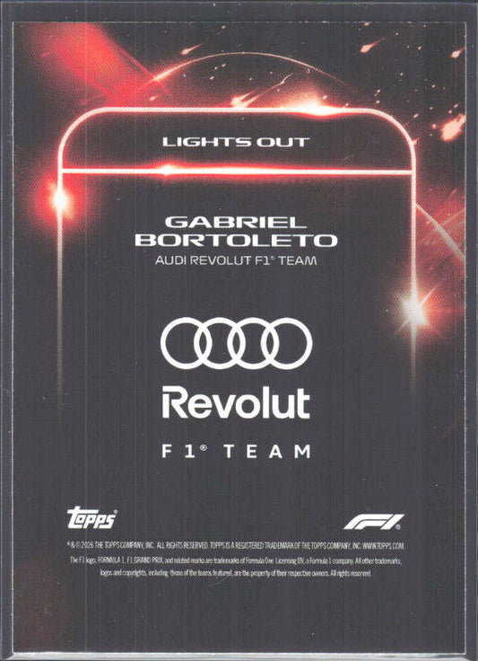 2026 Topps Formula 1 Lights Out Lights Out Gabriel Bortoleto - baksida