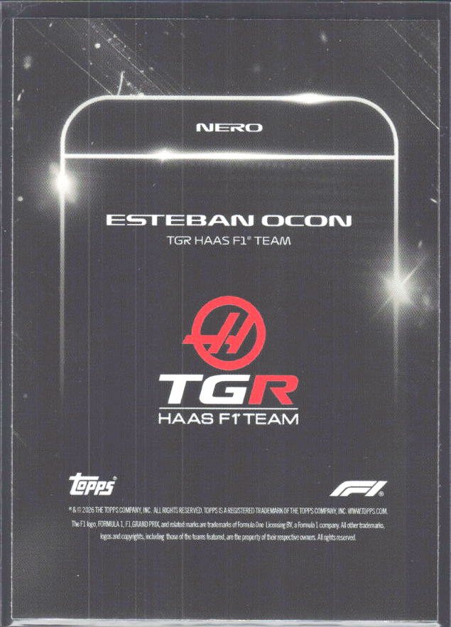 2026 Topps Formula 1 Lights Out Nero Esteban Ocon - baksida