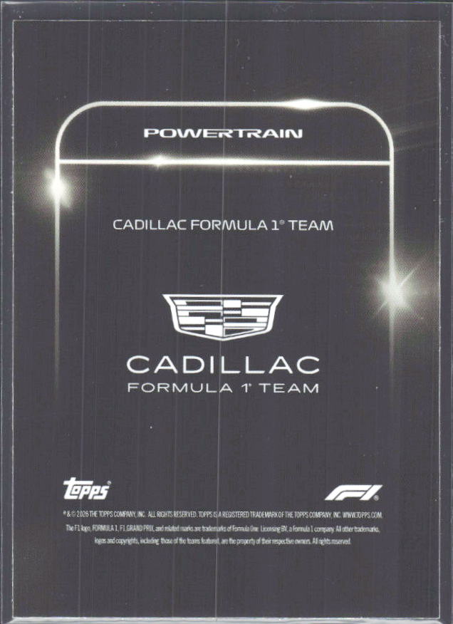 2026 Topps Formula 1 Lights Out Powertrain Graeme Lowdon / Sergio Perez / Valtteri Bottas - baksida
